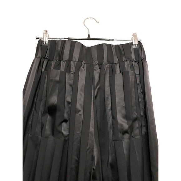 NWT Vacate The Label Kyoto Noir Stripe Satin Wide Leg Pants Size Small Black - Picture 4 of 8